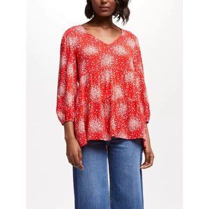Boden Red Willow Tiered Floral Tiered Blouse